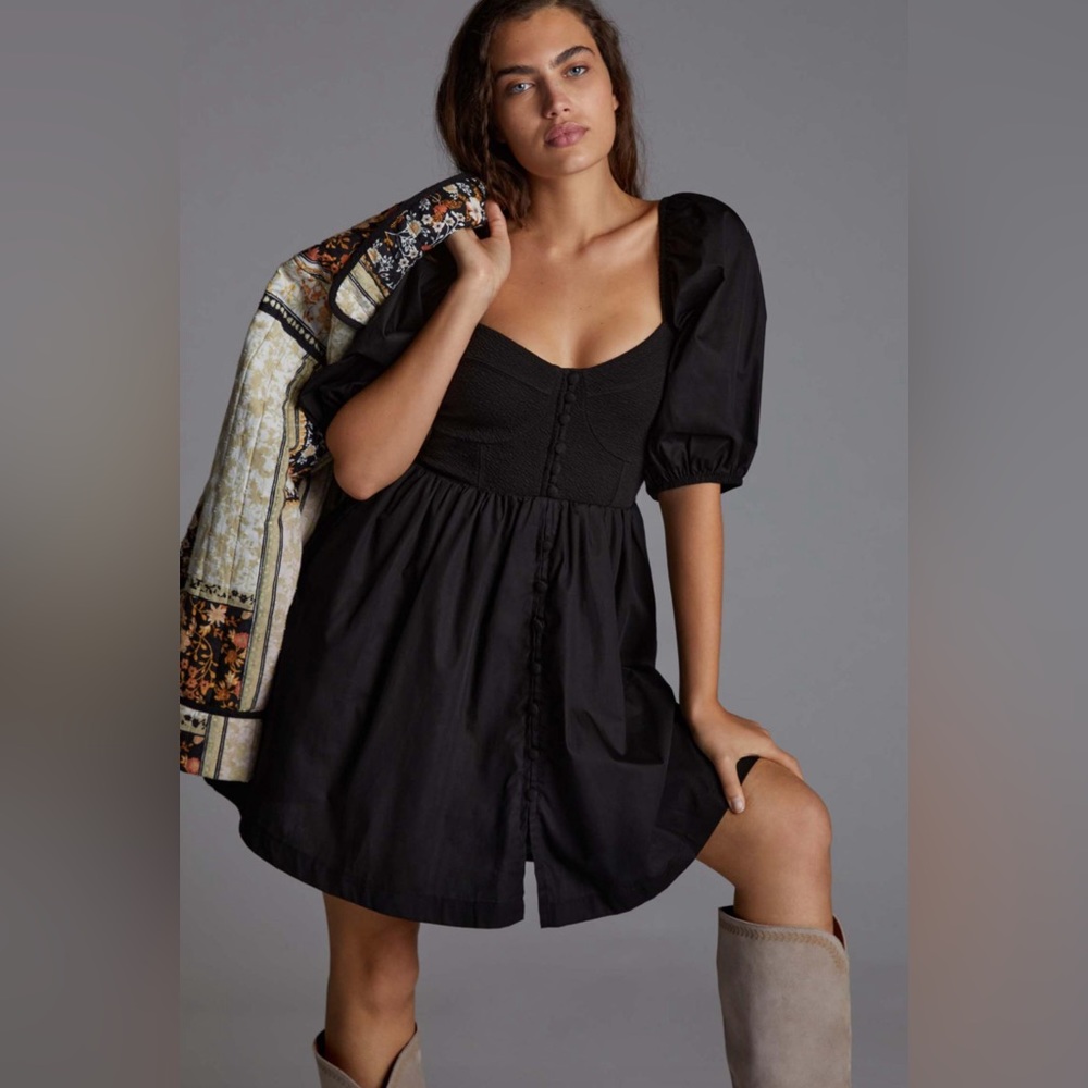 Anthropologie Maeve puff sleeve mini dress size L